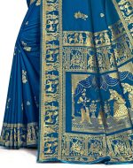 RATNAVALI Women's Bengal Baluchari Banarasi Silk Saree With blouse piece - Image 5