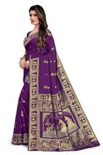 RATNAVALI Women's Bengal Baluchari Banarasi Silk Saree With blouse piece - Image 3
