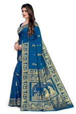 RATNAVALI Women's Bengal Baluchari Banarasi Silk Saree With blouse piece - Image 3