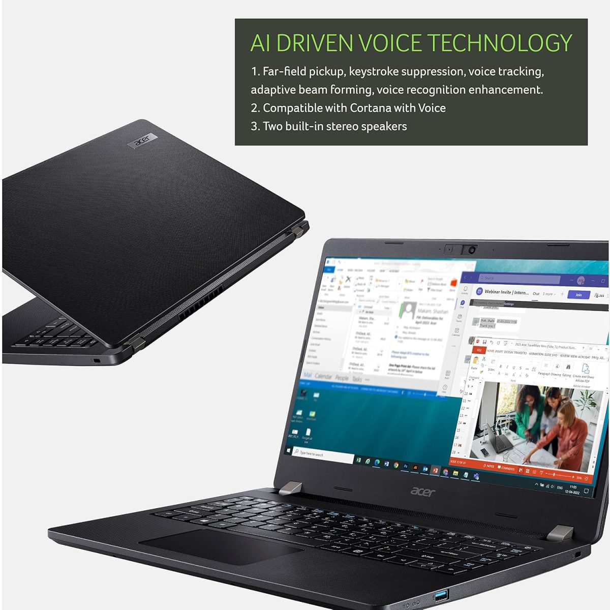 Acer Travelmate Business Laptop Intel Corei3 1115G5 Processor (8GB DDR4/ 512GB SSD/Intel Iris Xe Graphics/Windows 11 Home/MS Office) TMP214-53 with 35.56 cm (14.0") Full HD Display - Image 6
