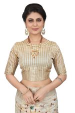 SERONA FABRICS Women's Assam Cotton Silk With Golden Border Thread Embroidered Banarasi Saree With Blouse Piece - Image 5