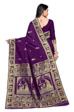 RATNAVALI Women's Bengal Baluchari Banarasi Silk Saree With blouse piece - Image 2