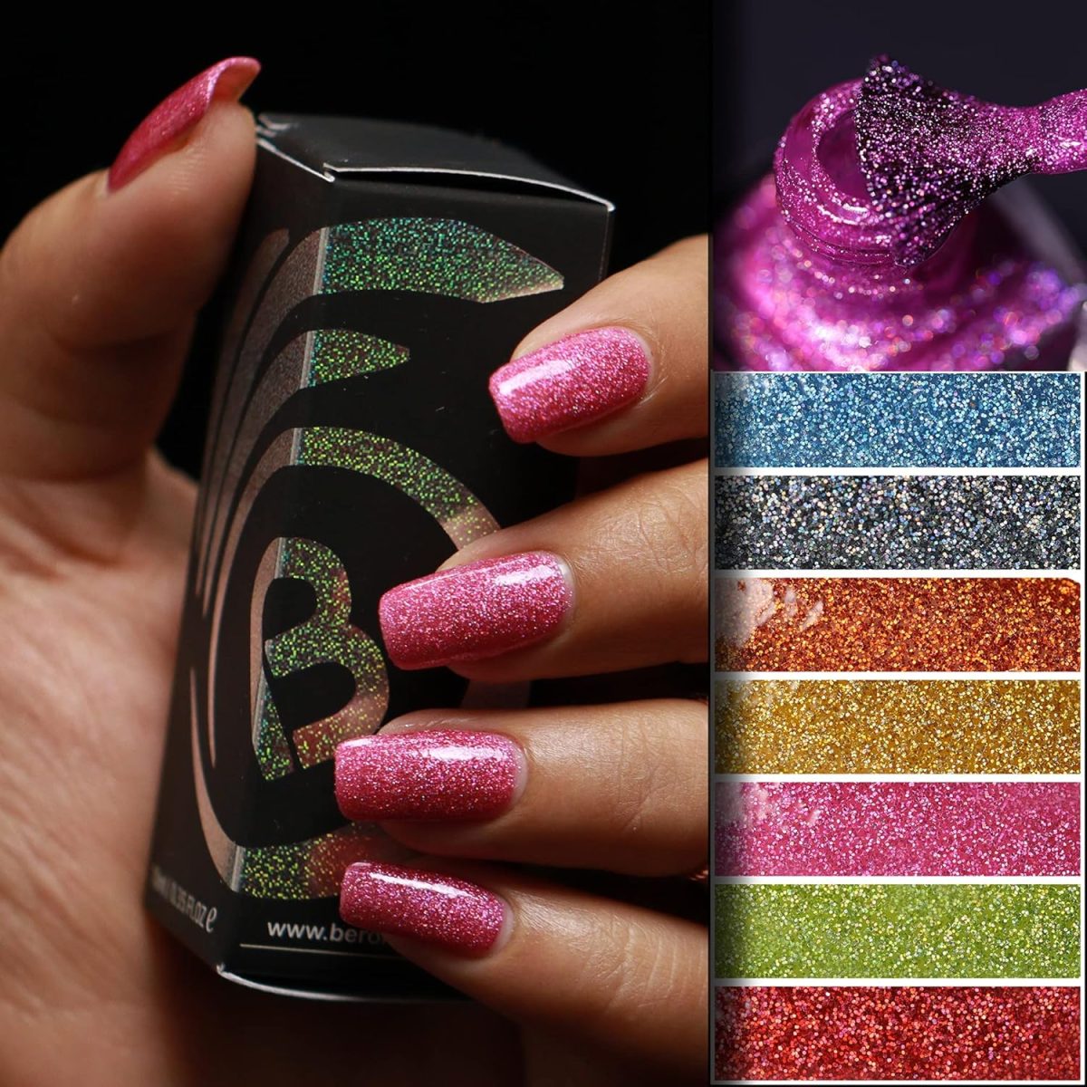 Beromt Purple Love Holographic Nail Polish, Glitter Nail Paint, Nail Art Colors, Gel Effect Nail Polish, Best Nail Polish, High-Shine Long Lasting Non-Toxic Professional Nail Polish, 10ml-524 - Image 2