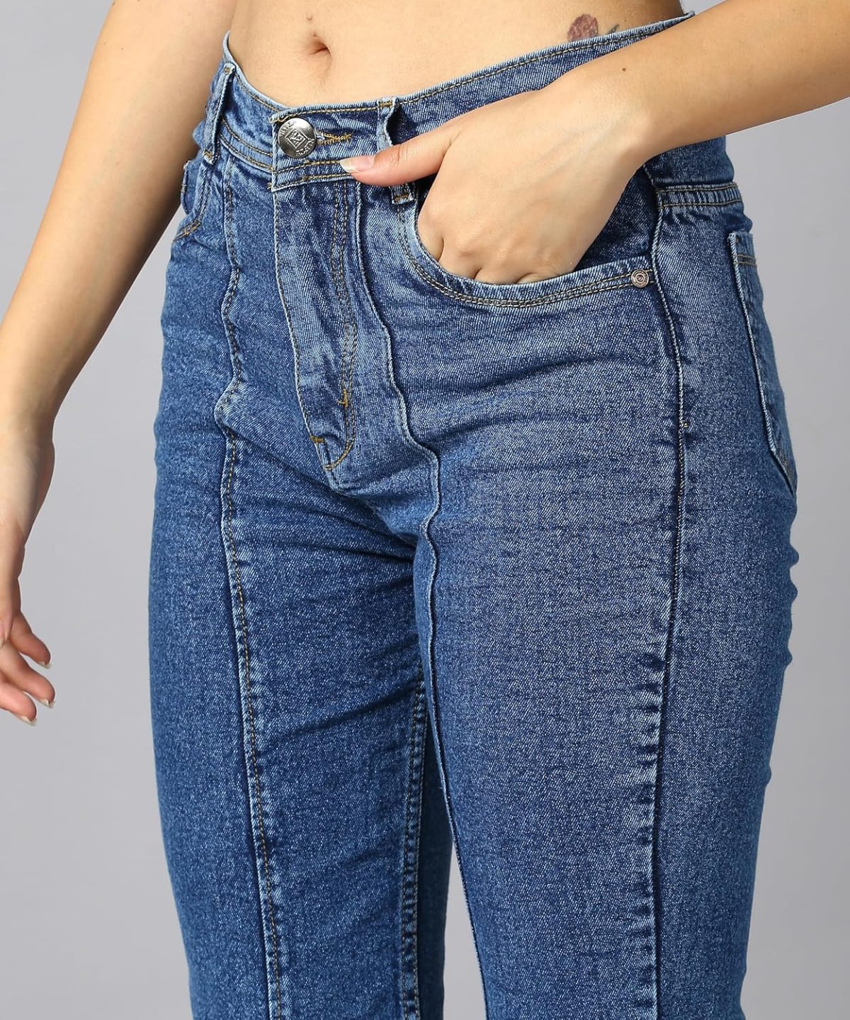 Nifty Womens Mid Rise Denim Wide Leg Jeans - Image 6