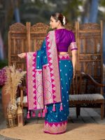 MANOHARI Women's Trendy Banarasi Silk Woven Saree with Heavy Jacquard Pattern, Elegant Design, Silk Saree with Unstitched Jacquard Blouse Piece for Weddings & Festive Occasions - Image 4
