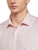 Park Avenue Men's Pure Cotton Stripe Pattern Slim Fit Semi Cutaway Collar Full Sleeve Formal Shirt - Image 3