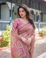 ALMAARI FASHION Handloom Cotton Floral Printed Saree with Tassels on Edges & Attached Blouse Piece | 5.5 Meter Saree + 0.8 Meter Blouse - Image 4