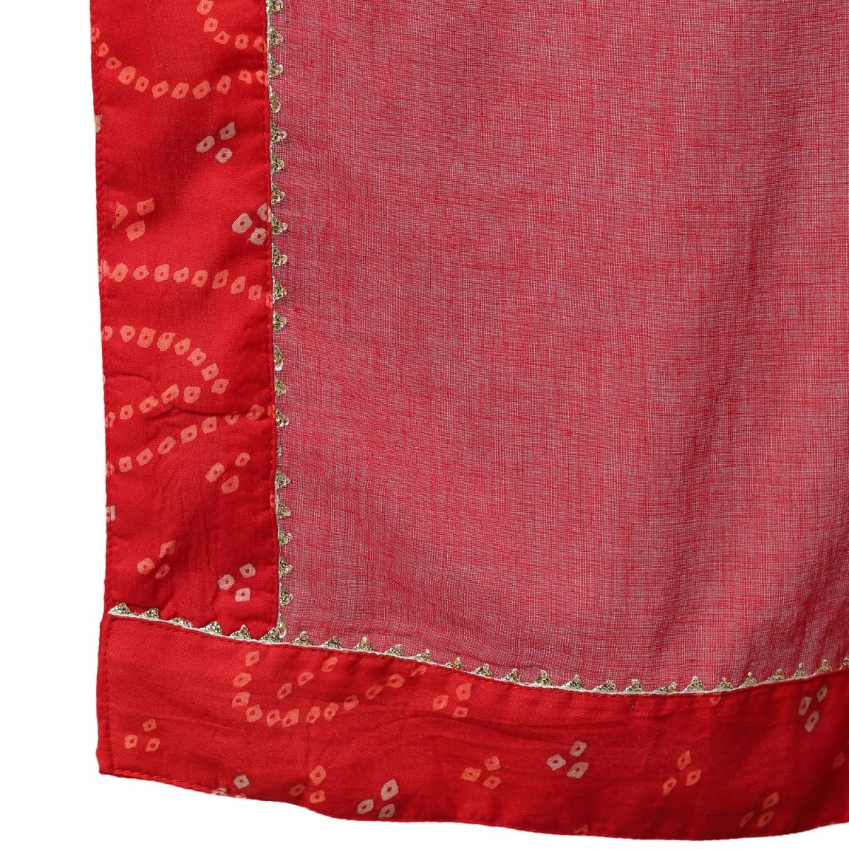 ishin Women's Cotton Bandhani Embroidered Straight Kurta Set with Sharara and Dupatta - Image 5