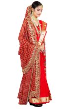 Radha Rang Wedding & Bridal Dupatta : Red,Pink,Cream Women Heavy Bridal Dupatta for Wedding - Chunari With Velvet Lace For Bride Addition to Your Net Red, Pink Lehenga Saree Only I - Image 6