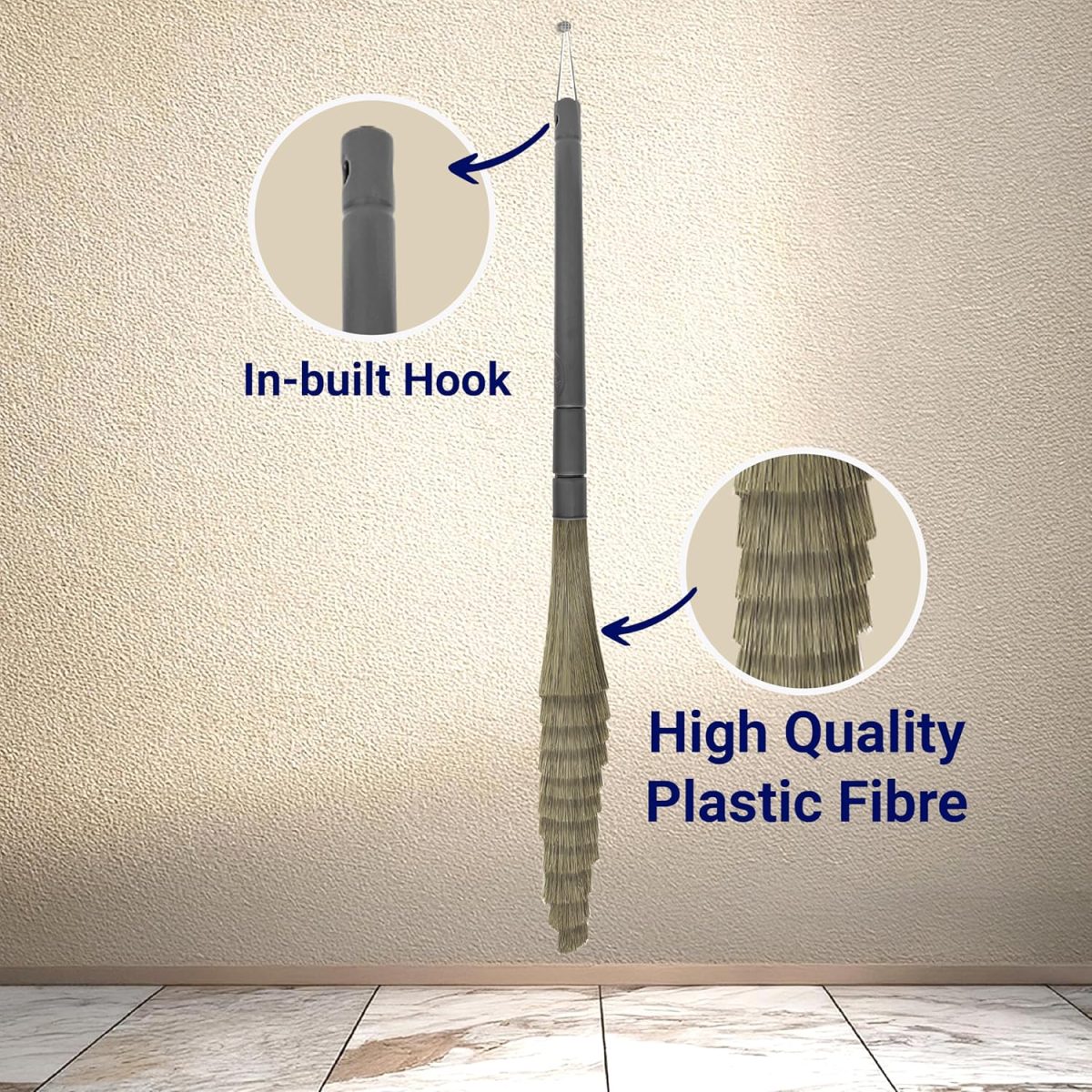 Chakaachak No Dust Broom for Cleaning Floors| No Dust Broom with Washable Fibers| Broom for Home Cleaning| Highly Durable Broom | Broom with Long Handle (XL)| Jhadu for Floor Cleaning - Image 4