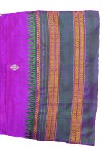 RRK Women's Silk Narayanpet Saree with Blouse Piece (Purple with Green Border) - Image 2