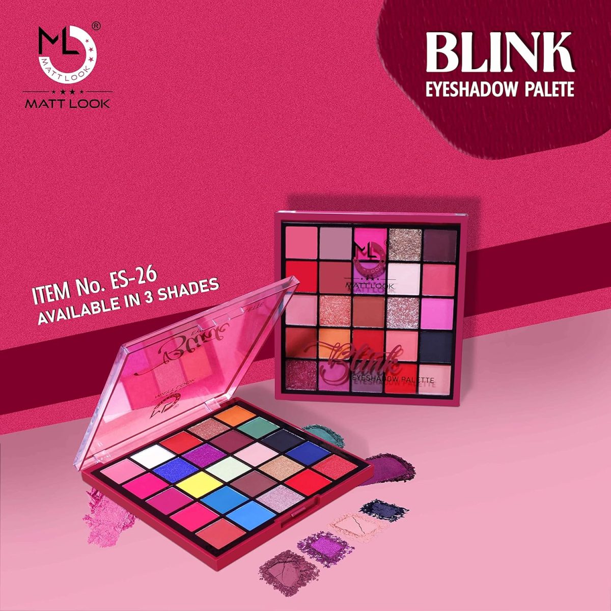 MATT LOOK 25 Colors Blink Eyeshadow Palette|Highly Pigmented|Blendable| |Matte & Shimmery Palette|Long Lasting|Creative & Fashion Eye Make-Up- Mutlicolor-01(26 gm) - Image 5