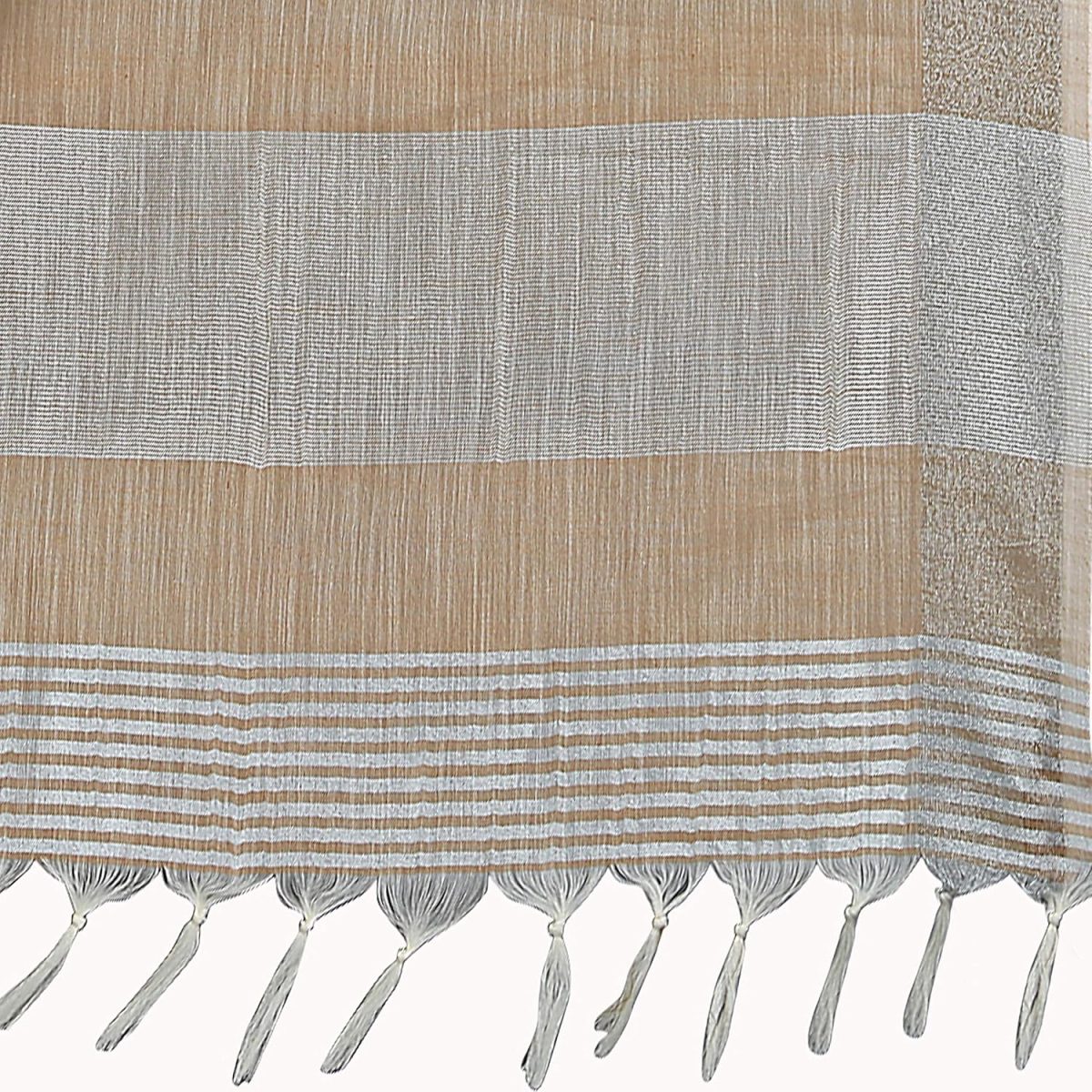 Rekha Maniyar Women's Jacquard Linen Saree With Unstitched Blouse Piece (SILVERLINEN_NS) - Image 7