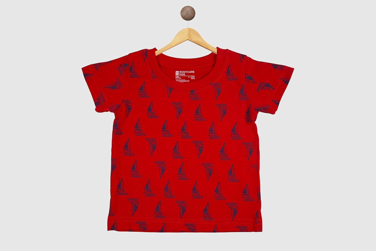 BODYCARE Kids Infantwear Boy's Red & Orange Printed Round Neck Regular Fit T-Shirt Pack Of 2,Cotton,3 Years-4 Years - Image 3