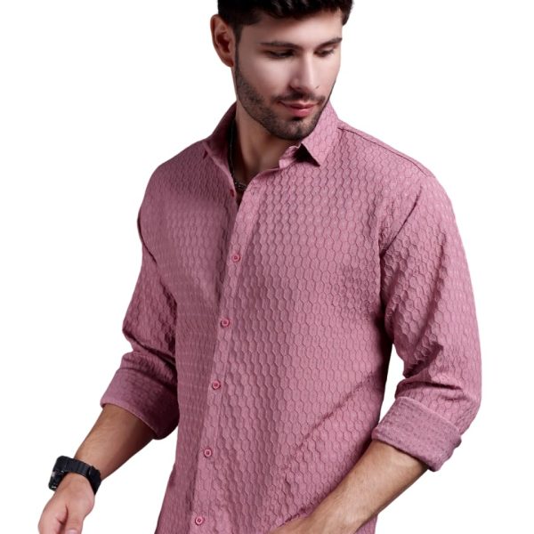 TAGAS Men's Hexa Pattern Button Up Full Sleeve Shirt|| Shirt for Mens ||Regular Shirt for Mens ||(MS-Hexa)