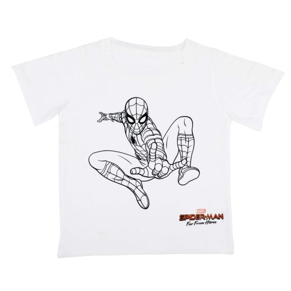 Marvel Spiderman by Wear Your Mind Boy's Plain Regular T-Shirt (DSM0069_White 4-5Y)
