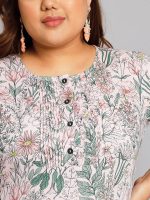 Tissu Women's Plus Size Baby Pink & Green Printed Kurta with Palazzo - Image 7