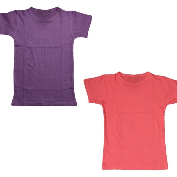 IndiWeaves Boys Combo Pack of Solid Half Sleeves Cotton T-Shirts (Red/Purple_12-13 Years) Pack of 2