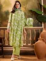 EthnicJunction Women's Pure Cotton Floral Print Office Wear Straight Kurta Pant with Dupatta Set - Image 4