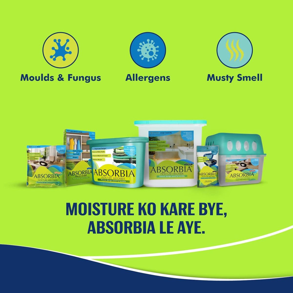 Absorbia Moisture Absorber Mountain Fresh Hanging Pouch | Pack of 3 (1000ml each) Moisture Absorber for Wardrobe | Dehumidifier for Room Moisture | Air Freshener for Room, Toilet | Moisture Absorbers - Image 5
