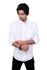 Labnin India, Men's White Full Sleeve Cotton Linen Premium Shirt for Formal/Casual