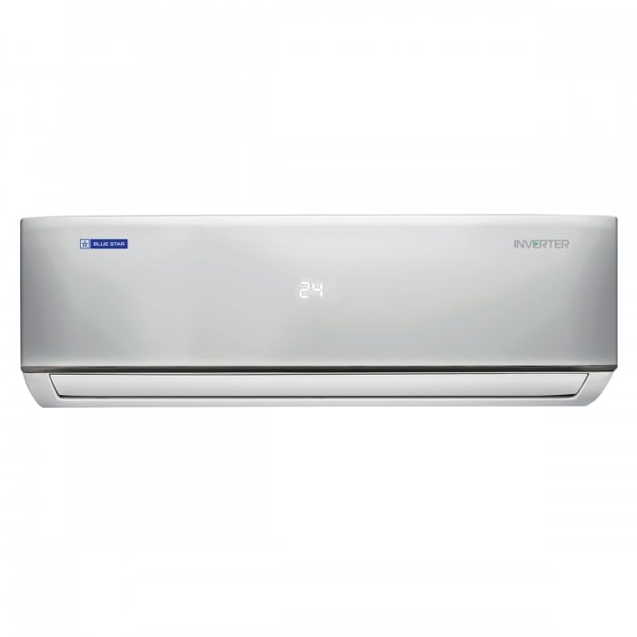 Blue star Premium Range 1.0ton 5 Star Inverter Split 100% Copper 2024 with android Remote Smart Ready, Blue Fins, Self Diagnosis, 2024 Model, IC512DNUR, White)