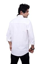 Labnin India, Men's White Full Sleeve Cotton Linen Premium Shirt for Formal/Casual - Image 2
