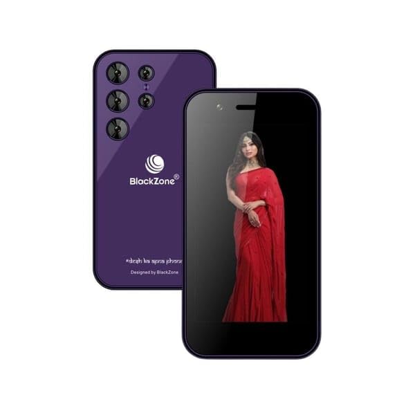 BLACKZONE Miniature 4g Volte Mini Smart Android Mobile Phone| 3.0' Incell Display | 3GB RAM | 16 GB ROM | 8 MP Triple Rear Camera | USB Type C | 2000 mAh Battery (Purple)