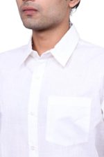 Labnin India, Men's White Full Sleeve Cotton Linen Premium Shirt for Formal/Casual - Image 3