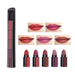 ZUKRAVE Professional Beauty Combo Of 2 Fabulous Matte Shades Lipstick 5 In 1, (Red + Nude) Edition Lipstick Set, 7.5G Each With 36H Eyeliner And 1 Kajal Pencil-(Pack Of 4),1 Count - Image 2