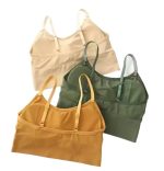 Texello Women's Cotton Wire-Free Full Coverage Lightly Padded Sports Bra - Comfortable & Supportive Everyday Wear - Pack of 3 (Size- L, Beige, Green, Yellow)