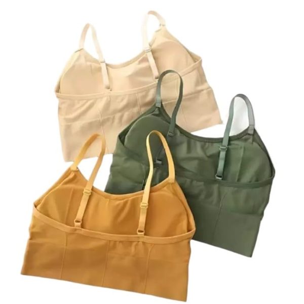 Texello Women's Cotton Wire-Free Full Coverage Lightly Padded Sports Bra - Comfortable & Supportive Everyday Wear - Pack of 3 (Size- L, Beige, Green, Yellow)