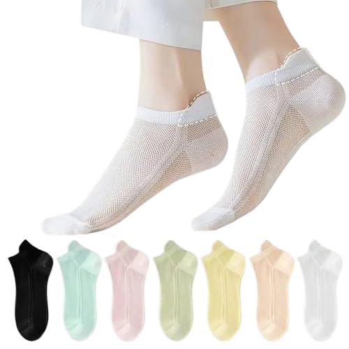 REIL RAID 7 Pairs Men & Women’s Pastel Candy Color Ankle Socks - Breathable Mesh, Heel Protection, Comfort Fit, Casual Wear Socks, Playful Sock Design, Soft Texture Socks