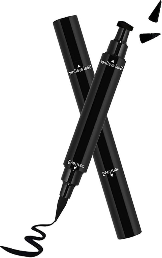 Ghelonadi 2 In 1 Eyeliner Pen Waterproof With Makeup Star Shape Stamp Double Heads For Body Face Painting Long Lasting Liquid Matte Eye Pen Makeup Tool Kit (Pack Of 1Pc), Black