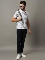 Men's Half Sleeve Printed Polo T-Shirt -RBP010-WHITE - Image 4