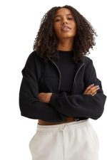 A to Z CREATION Zipper Crop Hooded Jacket for Women