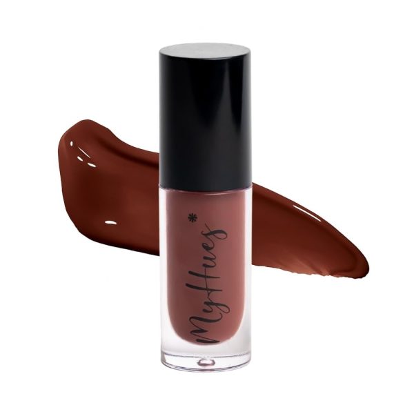 MyHues HyGlow Lip Elixir, Lip Gloss and Oil Hybrid, Nourishing Jojoba, Almond, Squalane 100% (Plant Derived), Shea Butter, Moisturizing, Buildable Colour, Glossy Finish (Rich Brown (Mira))