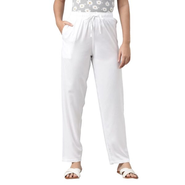 GO COLORS Women's' Solid Mid Rise Woven Viscose Regular Fit Casual Pants