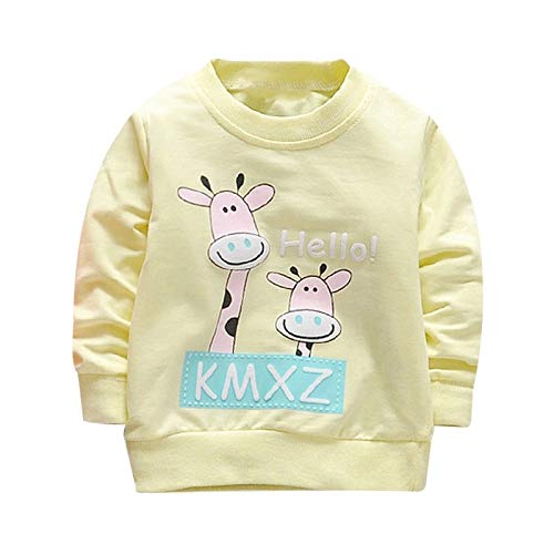 Googo Gaaga Cute Animal Printed Cotton Full Sleeves Yellow Sweatshirt for Boys and Girls