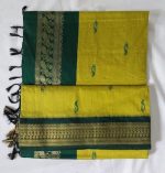 GK classic Lightweight Cotton Silk Saree | Women's Pure Kalyani Cotton Silk Saree with Zari Border and Blouse Piece (Lemon Green & Dark Green) Cotton Saree For Women Pack of 1 - Image 3