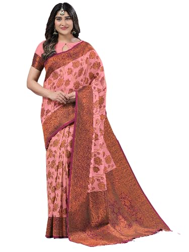 Jaanvi fashion Women's Cotton Silk Saree Zari Work & Blouse Piece