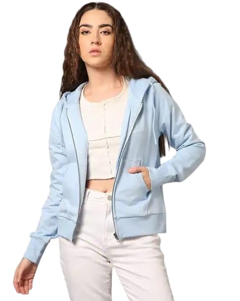 Talitha Fashion Women's Solid Casual Zipper Sweatshirt for Winter | Lightweight Fleece Full Sleeves Front Zip-Up Women Stylish Hooded Neck Zipper Hoodie for Winter