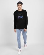Bewakoof Men's Printed Regular Fit Full Sleeve Round Neck Cotton T-Shirt - Image 4
