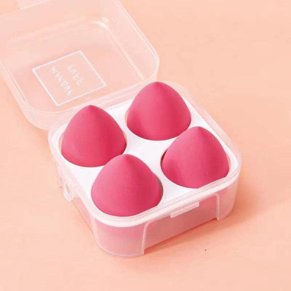 FAMEZA 4 PCS Makeup Sponges, Foundation Blending Beauty Sponge, Dry & Wet Use for Flawless for Liquid, Cream, and Powder （4 Pcs, Rose Red)