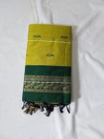 GK classic Lightweight Cotton Silk Saree | Women's Pure Kalyani Cotton Silk Saree with Zari Border and Blouse Piece (Lemon Green & Dark Green) Cotton Saree For Women Pack of 1 - Image 4