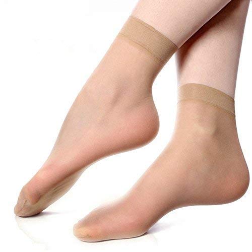 UTOPIC Ultra-Thin Transparent Nylon Ankle Length Socks for Women, Girls, ladies - Beige (Pack of 1)