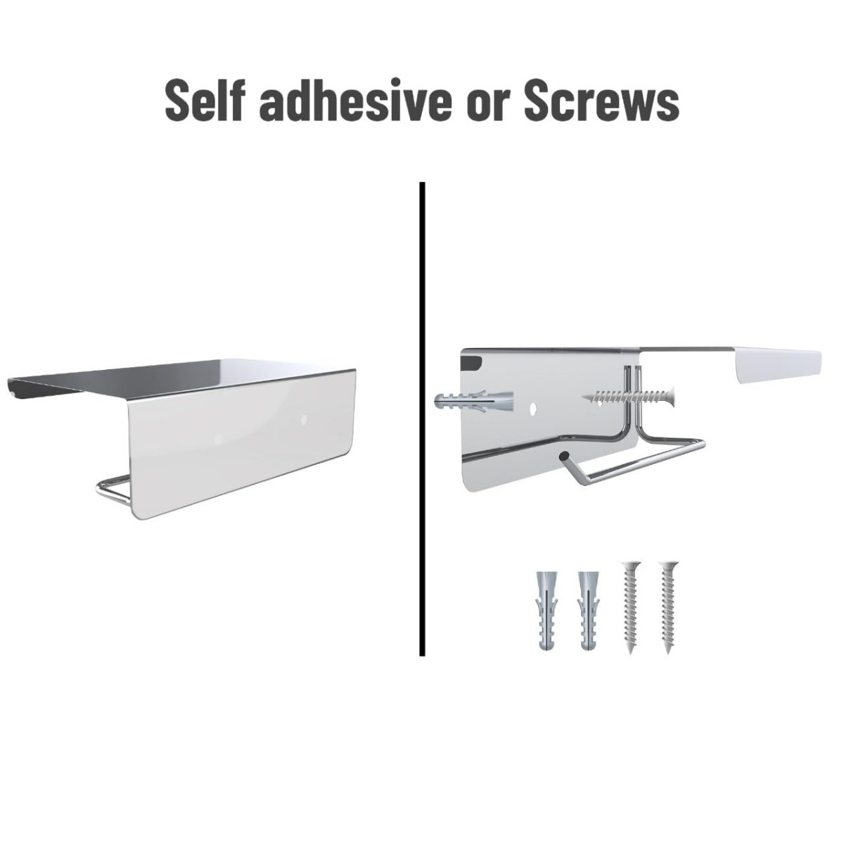 ACHRO Stainless Steel Toilet Paper Holder With Mobile Stand, Wall Mounted Tissue Paper Holder With Shelf, Toilet Paper Roll Holder for Bathroom, Bathroom Accessories With Nickel Chrome - Image 2