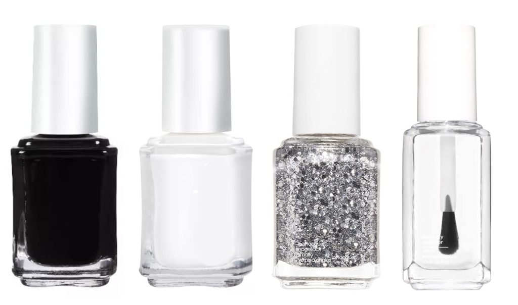 Calitate24 Nail Polish Set For Women Glossy Finish Nail Paints Long Lasting Enamel Multi-Color Black, White, Transparent And Silver Glitter Paints Latex-Free Quick Dry Formula (Set Of 4), 20 Ml