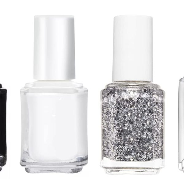 Calitate24 Nail Polish Set For Women Glossy Finish Nail Paints Long Lasting Enamel Multi-Color Black, White, Transparent And Silver Glitter Paints Latex-Free Quick Dry Formula (Set Of 4), 20 Ml