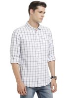 Turtle Men 100% Cotton Slim Fit White Check Casual Shirt - Image 4
